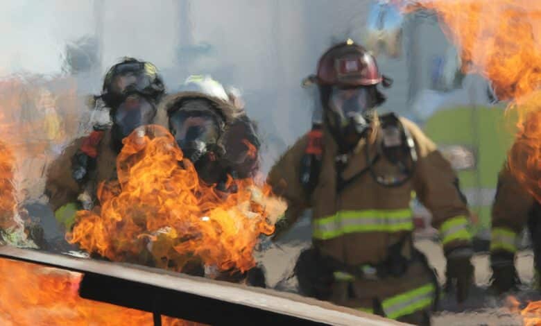 firefighters near fire
